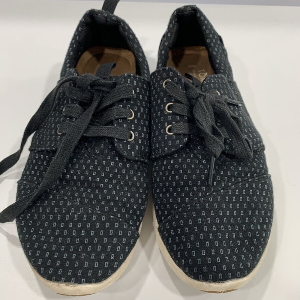 TOMS Women Casual Low Top Lace Up Canvas Black Size 7.5